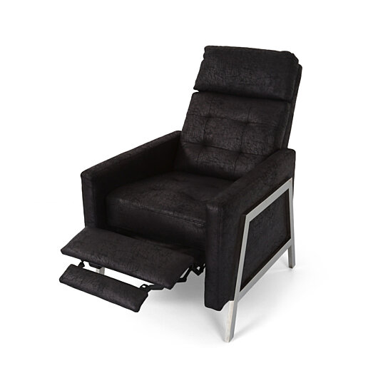 Baron Modern Tufted Microfiber Push Back Recliner with Stainless